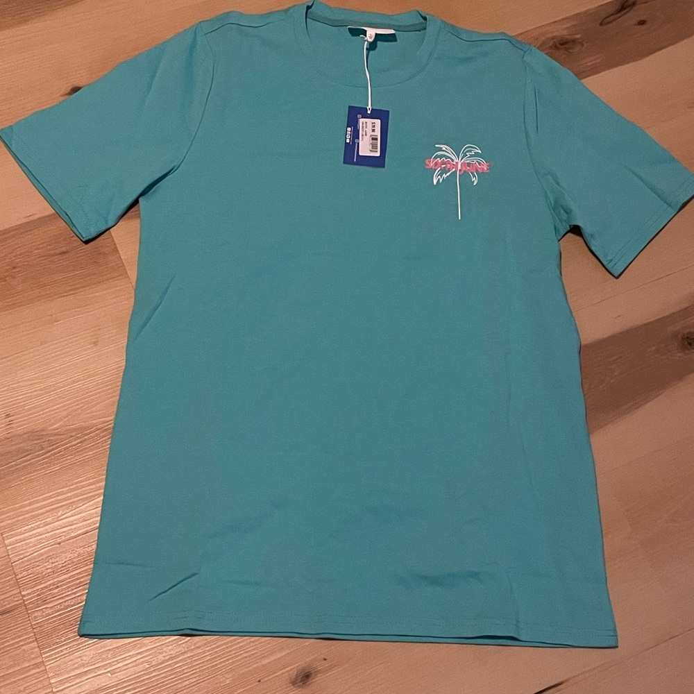 Aris Turquoise Palm Tree Tee